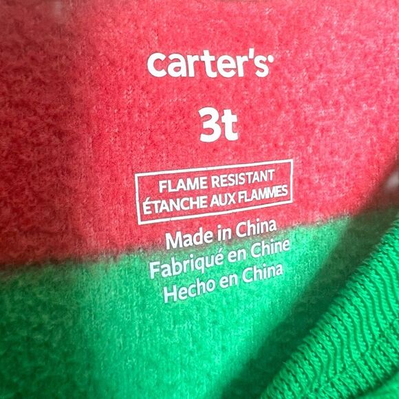 Bundle of 2 Carter’s Fleece Footed Pajamas Christmas Elf + Dino 3T - Picture 4 of 16